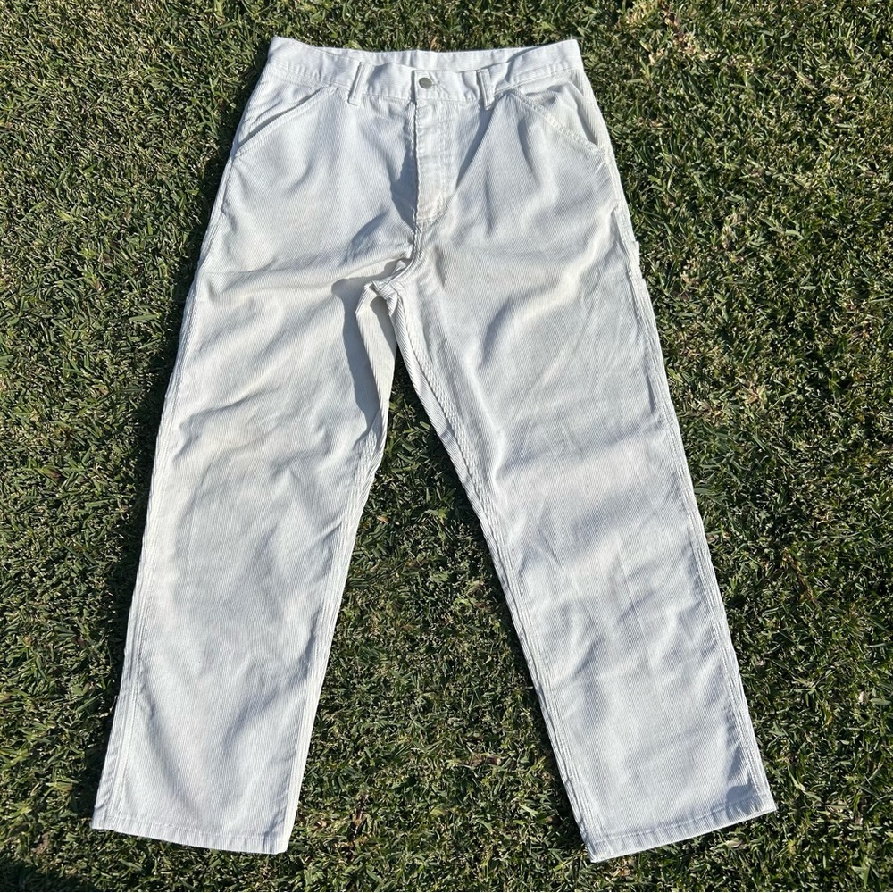 Carhartt wip single knee pants white corduroy